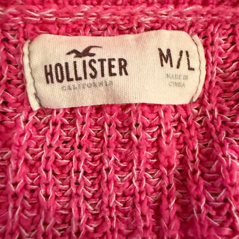 Hollister Hot Pink V-Neck Marled Knit Sweater Womens‎ Size M/L Pullover